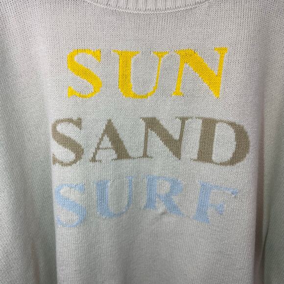 Saltwater Luxe Sun Sand Surf Sweater, Cream, 100% Acrylic Beach Coastal Pullover - Picture 3 of 14
